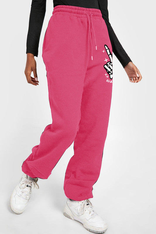 Simply Love Full Size Drawstring Graphic Long Sweatpants