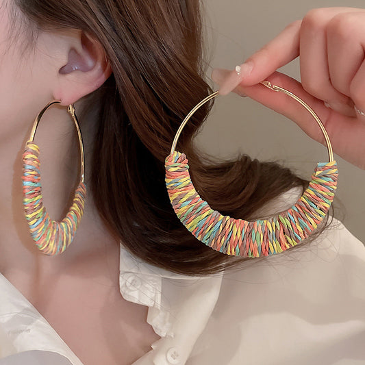 Alloy Grass Vine Hoop Earrings