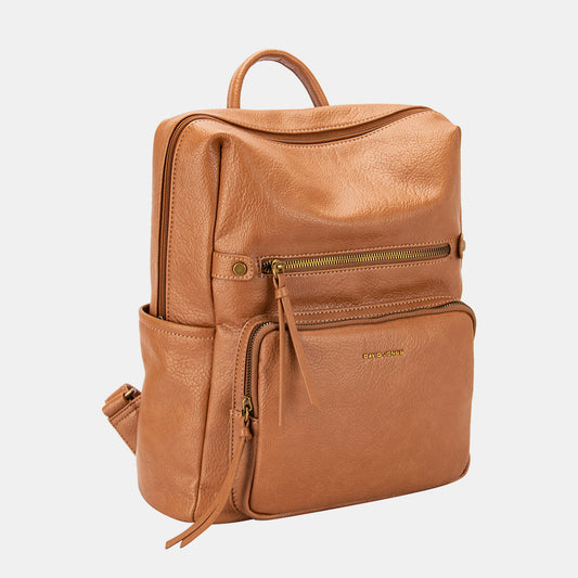 David Jones PU Leather Square-top Backpack Bag