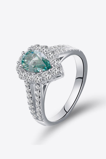 1 Carat Moissanite Turquoise 925 Sterling Silver Ring