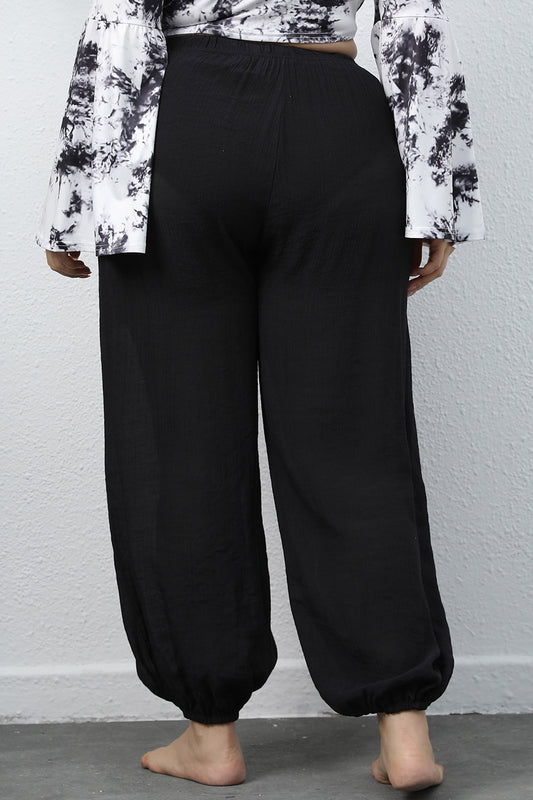 Black Plus Size Drawstring Jogger Pants