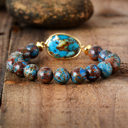 Natural Stone Beaded Bracelet with Turquoise Stone