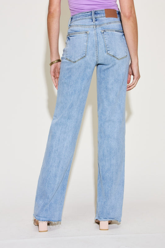 Judy Blue Full Size Light Blue  V Front Waistband Straight Jeans