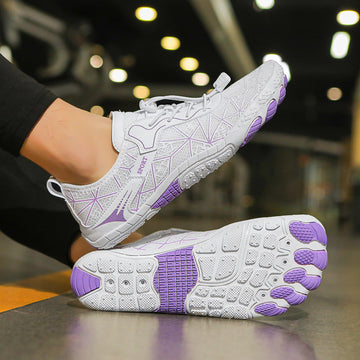 Elastic Lock Laces Mesh Contrast Breathable Athletic Shoes
