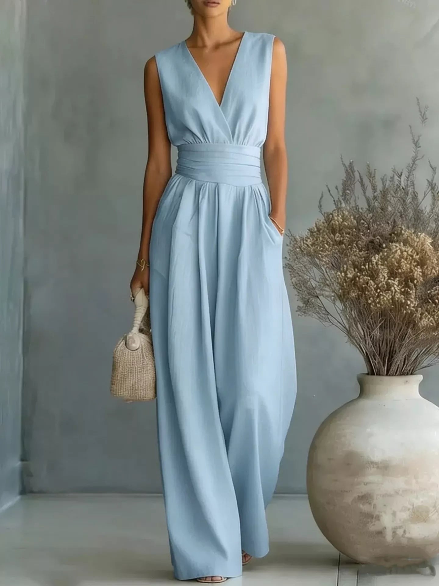 Full Size Sleeveless Wide Leg Jumpsuit