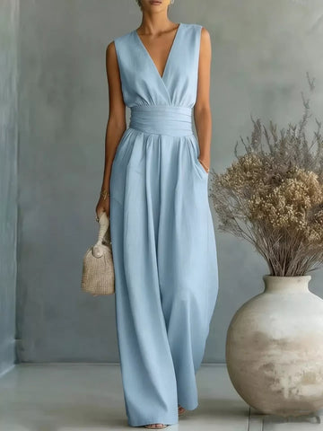 Full Size Sleeveless Wide Leg Jumpsuit