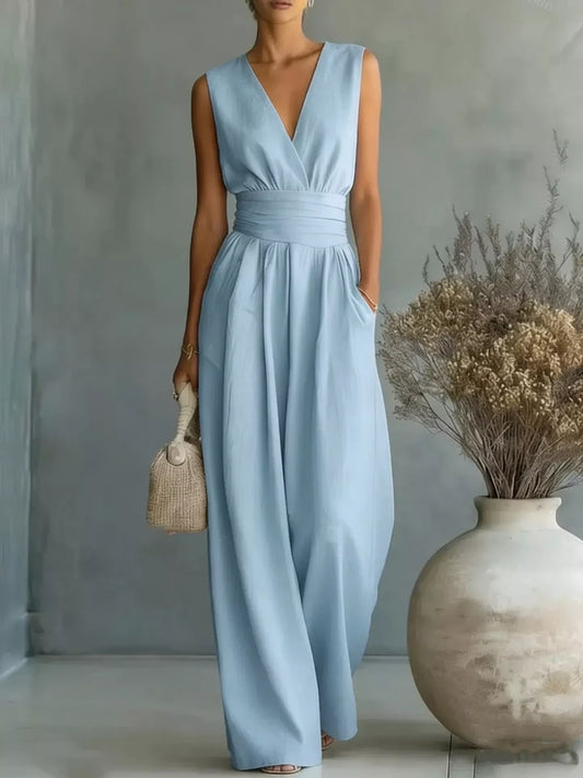 Full Size Sleeveless Wide Leg Jumpsuit