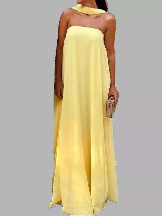Full Size Tube Flowy Maxi Dress