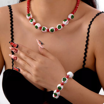 Halloween Beaded Necklace and Bracelet Jewelry Set