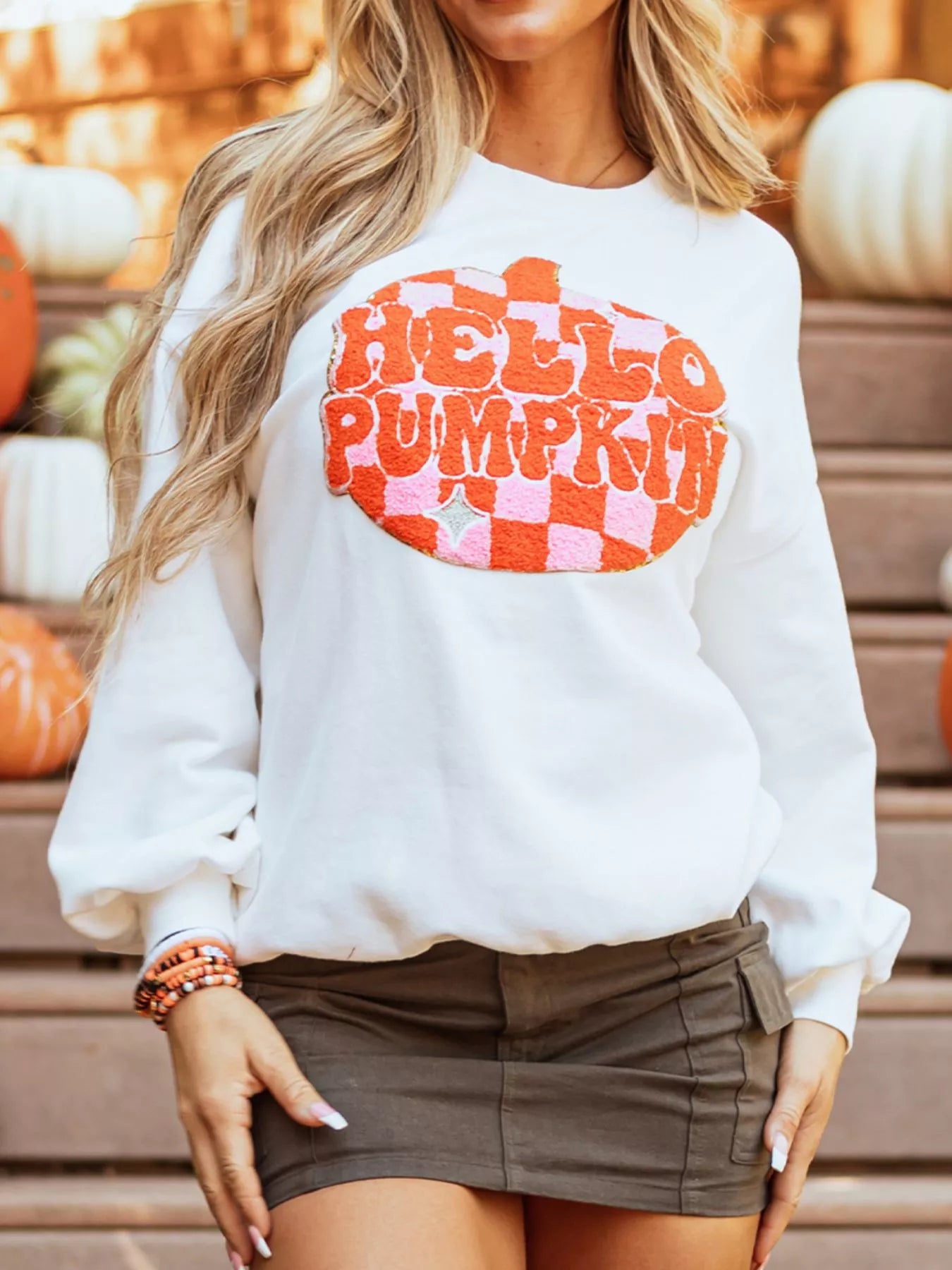 Halloween Hello Pumpkin Long Sleeve Sweatshirt