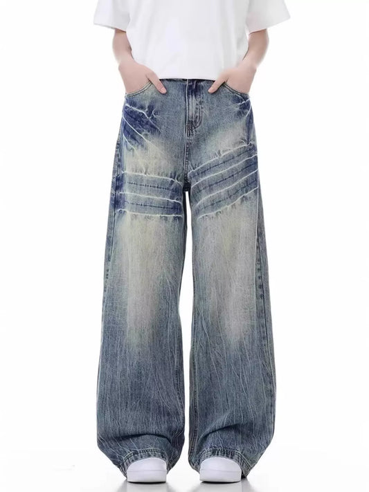 Men's Full Size Vintage Wash Wide Leg Jeans