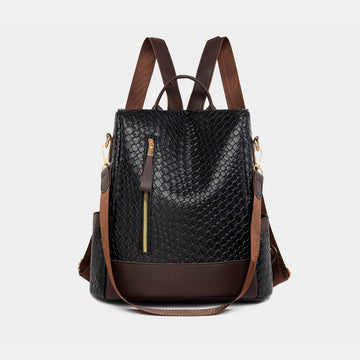 PU Leather Backpack Bag with Brown Straps