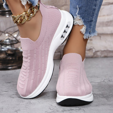 Round Toe Knit Detail Slip On Sneakers