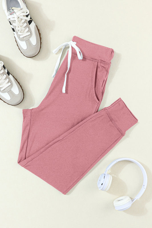 Dusty Pink Drawstring Joggers with Pockets