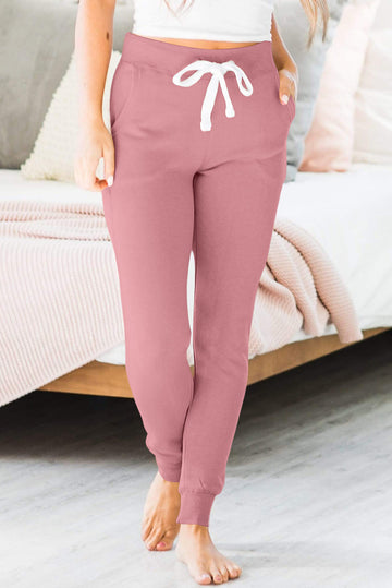 Dusty Pink Drawstring Joggers with Pockets