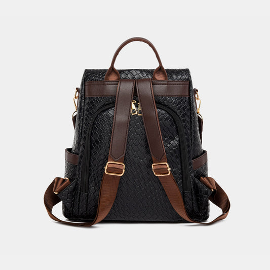 PU Leather Backpack Bag with Brown Straps