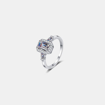 1 Carat Square Moissanite 925 Sterling Silver Ring