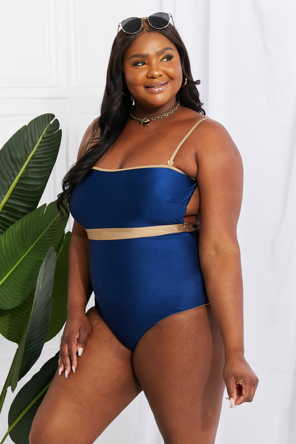 Full Size Contrast Trim One-Piece