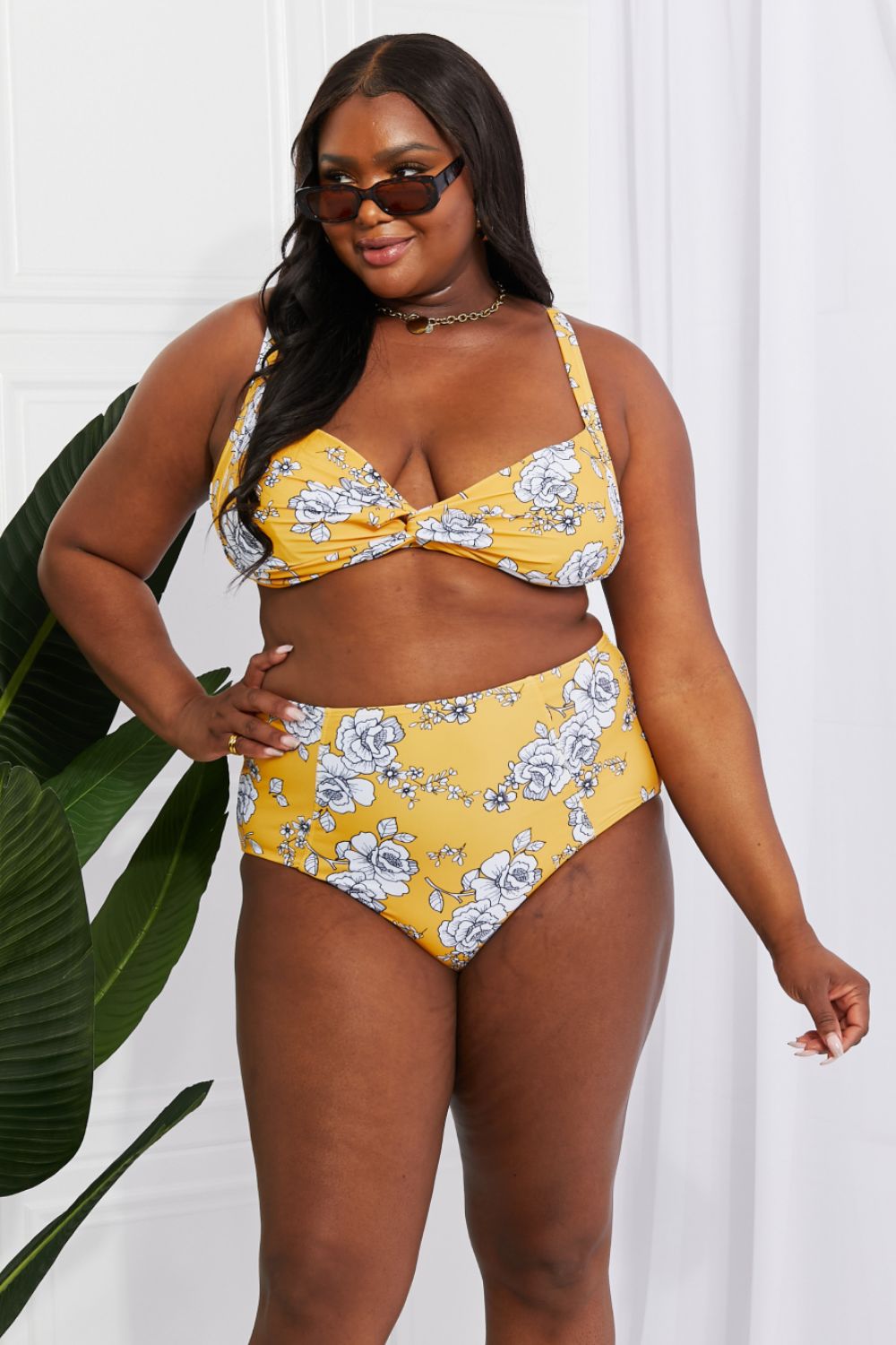 Full Size High-Rise Bikini in Mustard