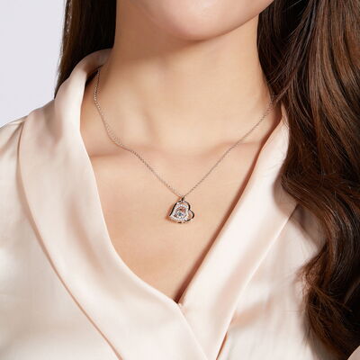 Moissanite 925 Sterling Silver Double Heart Necklace