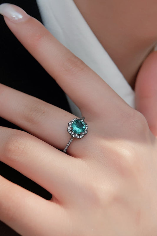 Paraiba Tourmaline Flower Shape Ring