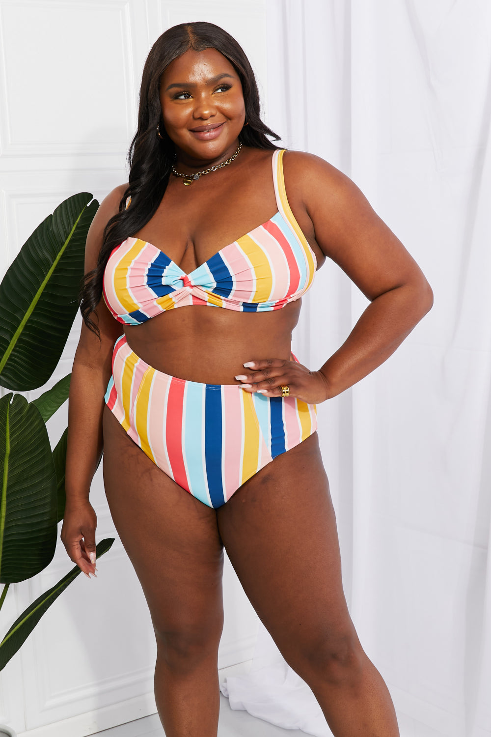 Full Size High-Rise Bikini in Stripe