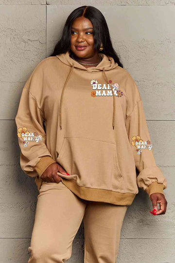 Simply Love Full Size DEAR MAMA Flower Graphic Hoodie