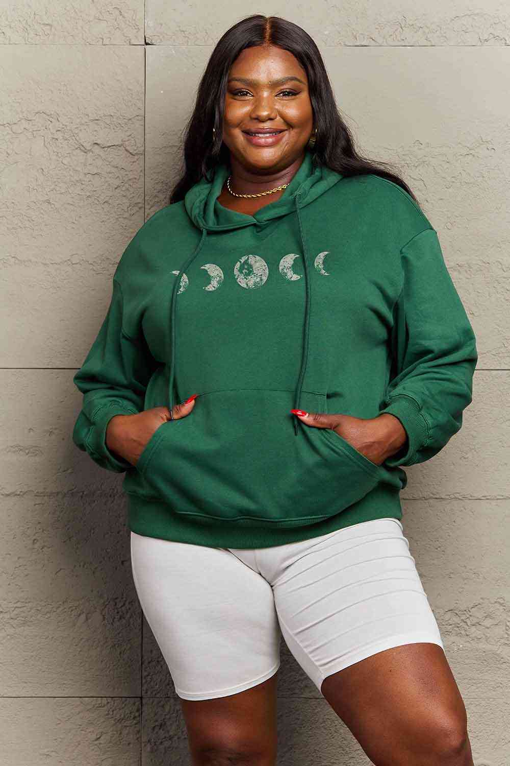 Simply Love Full Size Dropped Shoulder Lunar Phase Graphic Hoodie