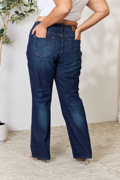 Judy Blue Full Size Dark Blue Button-Fly Straight Jeans