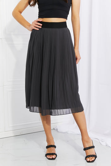 Full Size Pleated Chiffon Midi Skirt