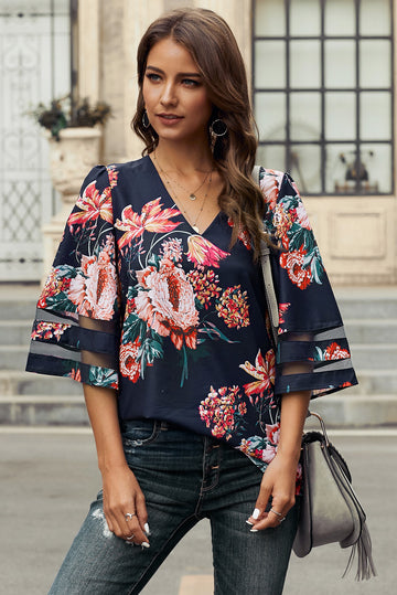 Printed Flare Sleeve Top