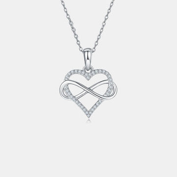 Heart Knot Moissanite 925 Sterling Silver Necklace